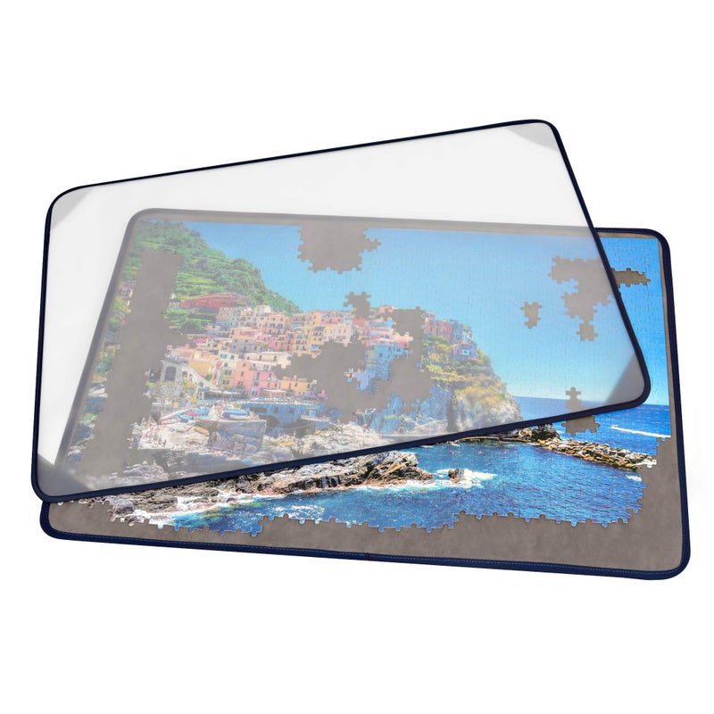 Tektalk Jigsaw Puzzle Board Portable Puzzle Mat with Dustproof Cover for Puzzle Storage Saver, Non-Slip Surface, Up to 1000 Pieces (Gray) - Image 1